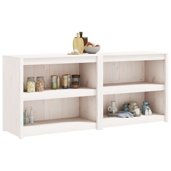 vidaXL āra virtuves skapī&scaron;i, 2 gab., balti, priedes masīvkoks
