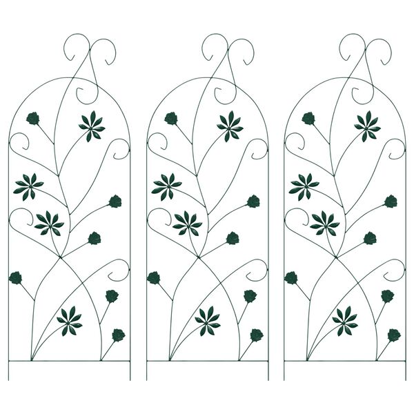 vidaXL Dārza žogs 3 pcs Zaļa 112 x 40 cm Tērauds