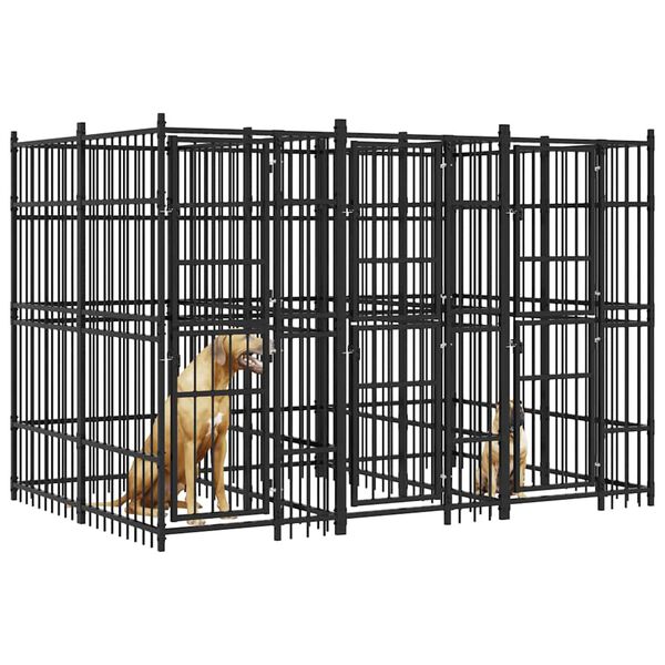 vidaXL suņu voljērs, 7,37 m&sup2;, tērauds