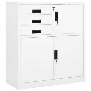 vidaXL biroja skapis, 90x40x102 cm, balts, tērauds