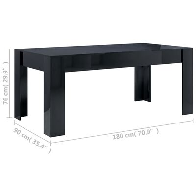vidaXL virtuves galds, 180x90x76 cm, spīdīgi pelēks, skaidu plāksne