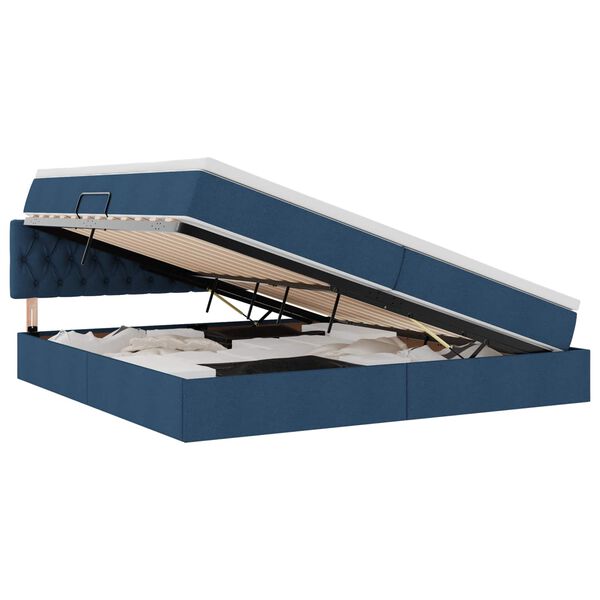 vidaXL Gulta ar uzglabā&scaron;anas vietu un matraci Zila 200 x 200 cm