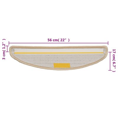 vidaXL kāpņu paklāji, 15 gab., 56x17x3 cm, krēmkrāsā
