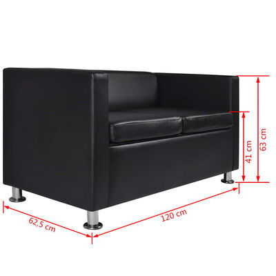 vidaXL dīvānu komplekts, melna mākslīgā āda