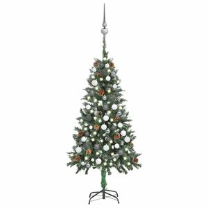 vidaXL mākslīgā Ziemassvētku egle ar rotājumiem un čiekuriem, 150 cm