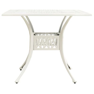 vidaXL dārza galds, balts, 90x90x73 cm, liets alumīnijs