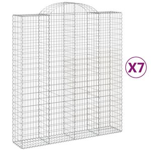vidaXL arkveida gabiona grozi, 7 gb., 200x50x220/240cm, cinkota dzelzs