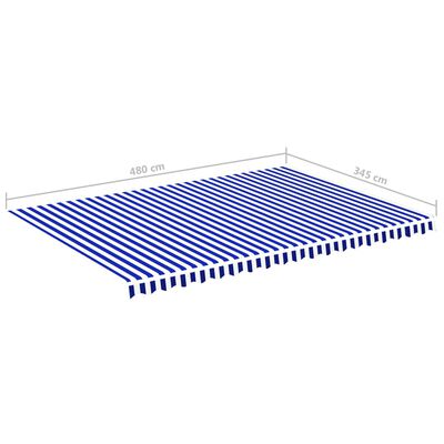 vidaXL nojumes maiņas jumts, zils ar baltu, 5x3,5 m