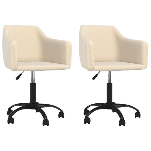 vidaXL grozāmi virtuves krēsli, 2 gab., krēmkrāsas samts