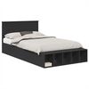 vidaXL Gultas rāmis ar plauktu Melna 135 x 190 cm Inženierijas koks