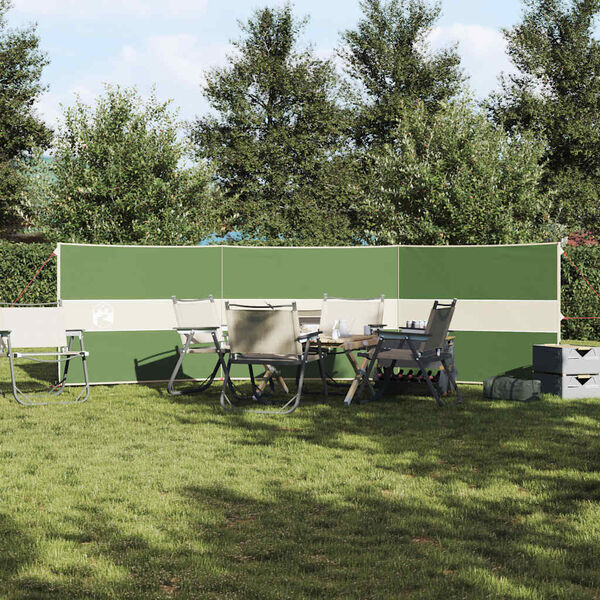 vidaXL kempinga vēja aizsargs, zaļš, 490x123 cm, ūdensdrošs