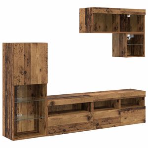 vidaXL TV Sienas Vienības 6 pcs Vecs koks Inženierijas koks