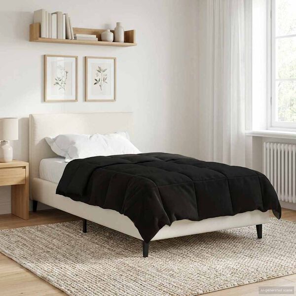 vidaXL Pilnas gada sega Tiltiņ&scaron; Melna 135 x 220 cm Mikro&scaron;ķiedra