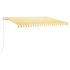 vidaXL izvelkama markīze ar LED, 450x350cm, manuāla, dzeltena un balta