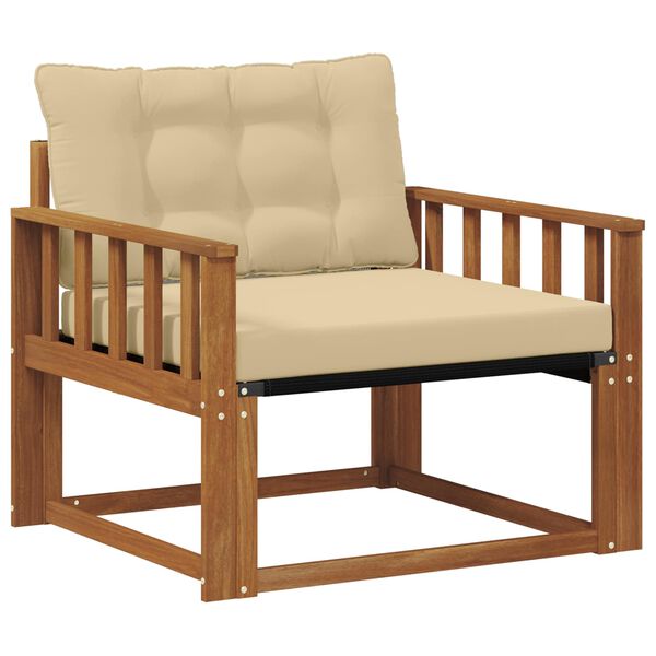 vidaXL Āra dīvānu komplekts Cieta akācijas koks un tekstilēns Dabiska