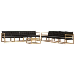 vidaXL Āra dīvānu komplekts 9 pcs Balta un melna 79 x 79 x 37 cm