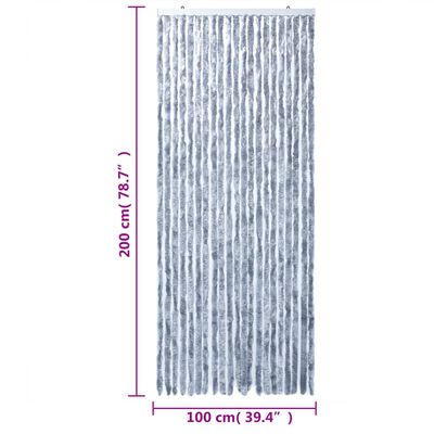 vidaXL kukaiņu aizkars, sudrabains, 100x200 cm, šenils