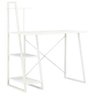 vidaXL rakstāmgalds ar plauktiem, balts, 102x50x117 cm