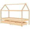 vidaXL bērnu gultas rāmis ar atvilktnēm, priedes masīvkoks, 90x200 cm
