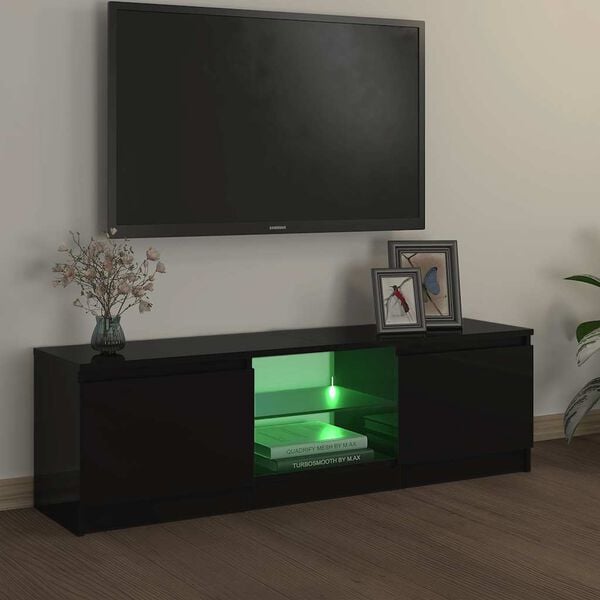vidaXL TV skapītis ar LED lampiņām, 120x30x36 cm, melns