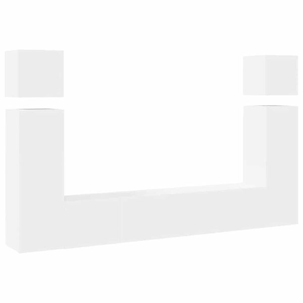 vidaXL 8-daļīgs TV skapī&scaron;u komplekts, balts, inženierijas koks