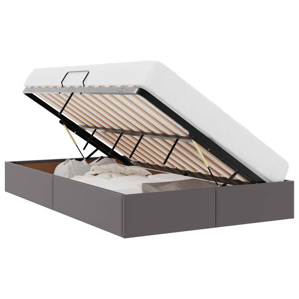 vidaXL Glabā&scaron;anas gulta ar matraci Pelēka 120 x 200 cm Mākslīgā āda