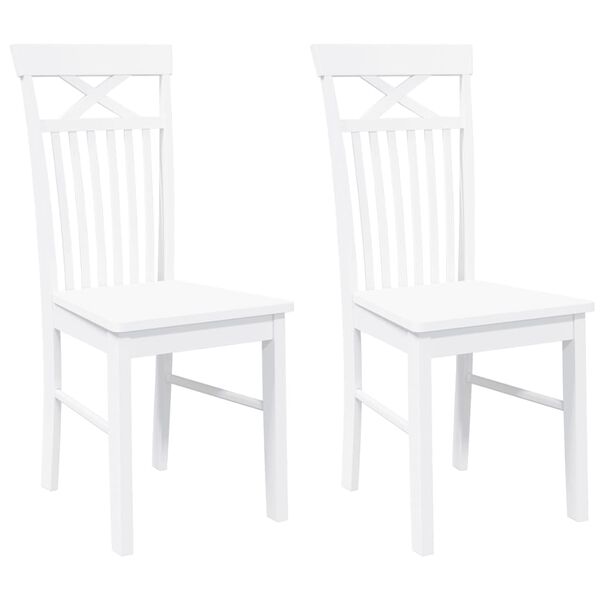 vidaXL Ēdamistabas krēsli 2 gab. Balta masīvkoka gumija