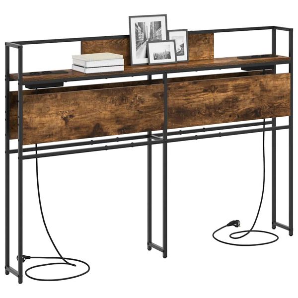 vidaXL Uzglabā&scaron;anas galvas balsts ar plauktu Dūmakaina ozolkoka 140 cm