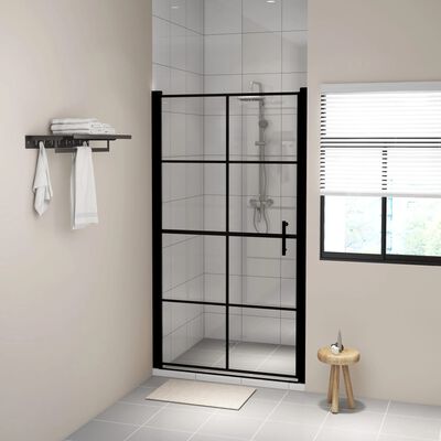 vidaXL dušas durvis, rūdīts stikls, 100x178 cm, melnas