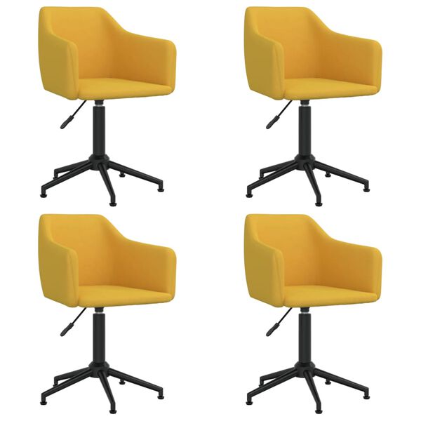 vidaXL grozāmi virtuves krēsli, 4 gab., dzeltens samts