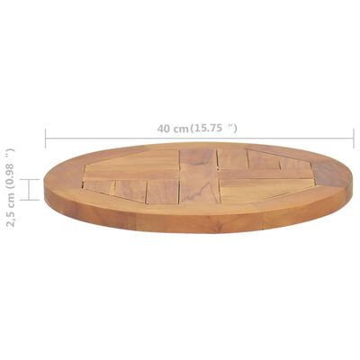 vidaXL galda virsma, 2,5 cm, 40 cm, apaļa, masīvs tīkkoks