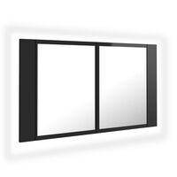 vidaXL vannasistabas spoguļskapītis ar LED, melns, 80x12x45 cm, akrils