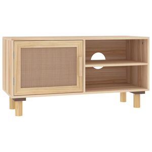 vidaXL TV skapītis, brūns, 80x30x40 cm, priede, dabīga rotangpalma