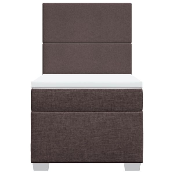 vidaXL atsperu gultas rāmis ar matraci, tum&scaron;i brūna, 90x200 cm, audums