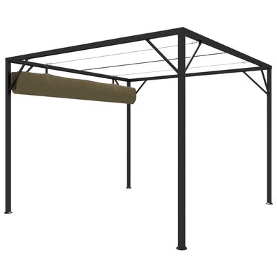 vidaXL dārza nojume ar izvelkamu jumtu, 3x3 m, pelēkbrūna, 180 g/m²