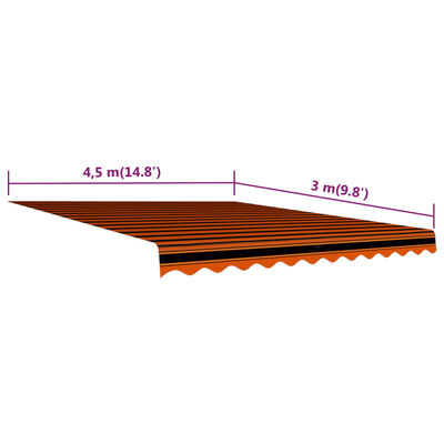 vidaXL markīzes jumts, oranžs ar brūnu, 450x300 cm