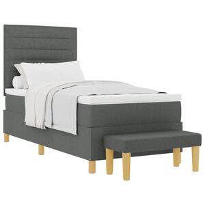 vidaXL Kastītes atsperu gulta Tum&scaron;i pelēka 200 x 90 cm audums
