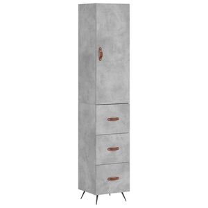 vidaXL augstais skapītis, pelēks, 34,5x34x180 cm, inženierijas koks