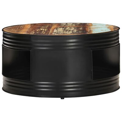 vidaXL kafijas galdiņš, 68x68x36 cm, melns, pārstrādāts masīvkoks
