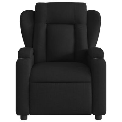 vidaXL elektrisks atpūtas krēsls, atgāžams, melns audums