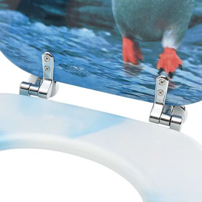 vidaXL tualetes poda sēdekļi ar vāku, 2 gab., MDF, pingvīnu dizains