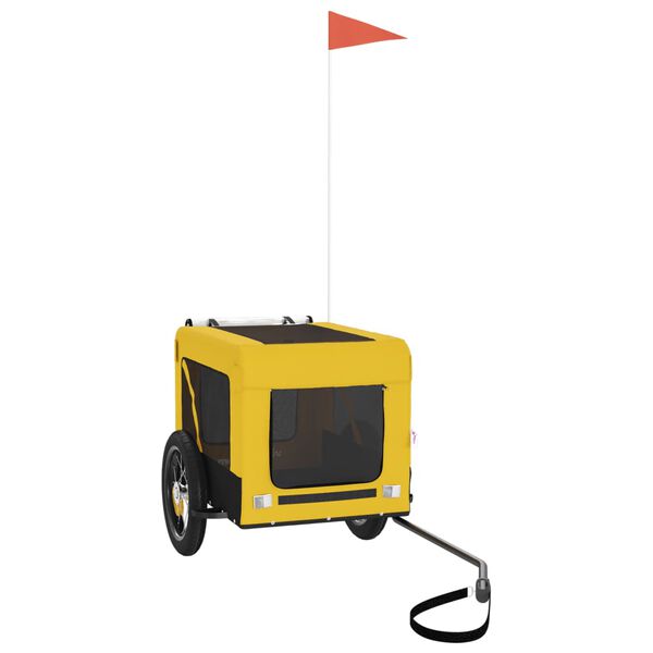 vidaXL mājdzīvnieku velo piekabe, dzeltena ar melnu, audums, dzelzs