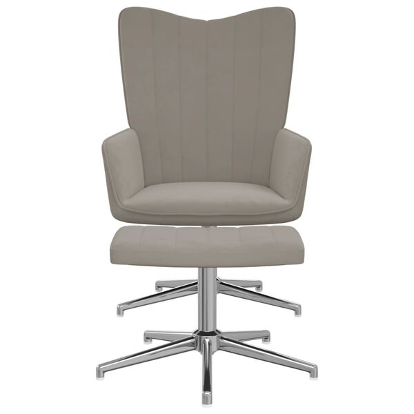 vidaXL atpūtas krēsls ar kāju balstu, gai&scaron;i pelēks samts