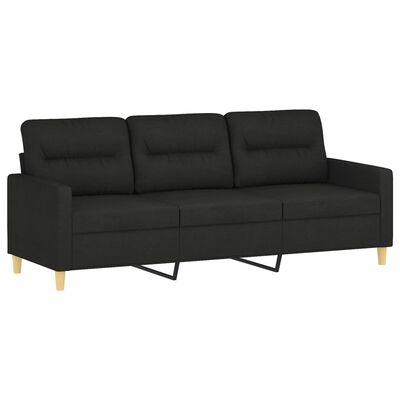 vidaXL divdaļīgs dīvānu komplekts ar spilveniem, melns audums