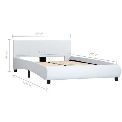 vidaXL gultas rāmis, balta mākslīgā āda, 120x200 cm