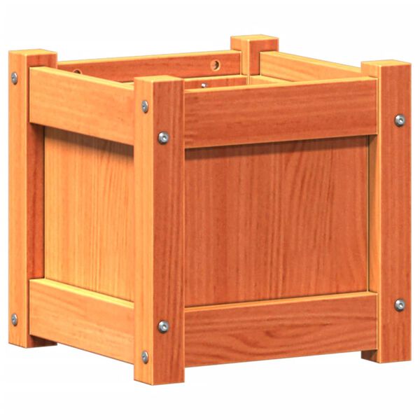 vidaXL dārza puķu kaste, vaska brūnas, 31x31x31 cm, priedes masīvkoks