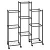 vidaXL puķu statīvs ar riteņiem, 83x25x103,5 cm, melns, dzelzs