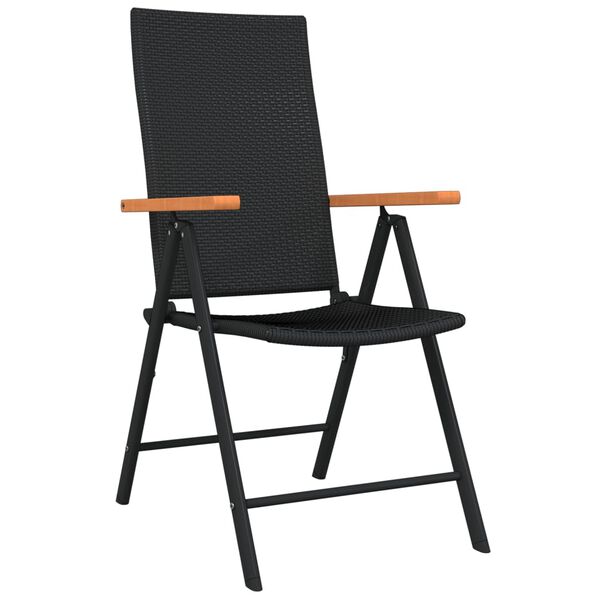 vidaXL 5-daļīgs dārza mēbeļu komplekts, melns