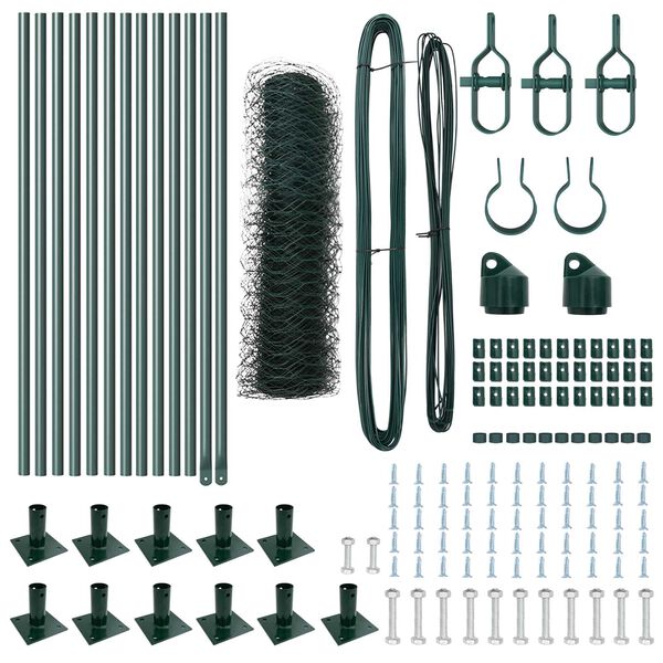 vidaXL Žoga āķis Zaļa 25 x 0,4 m (50 mm siets) Tērauds un PVC