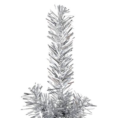 vidaXL mākslīgā Ziemassvētku egle, statīvs, pusapaļa, sudraba, 150 cm